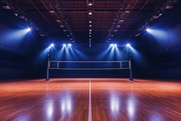 Dramatic Volleyball Court with Spotlight Effect