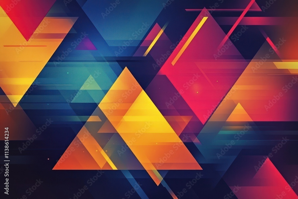 Poster colorful geometric pattern with triangles and lines