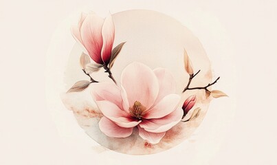 A painting of a pink flower with a white background