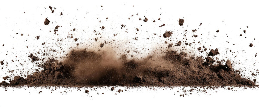  brown soil or dirt powder splashes