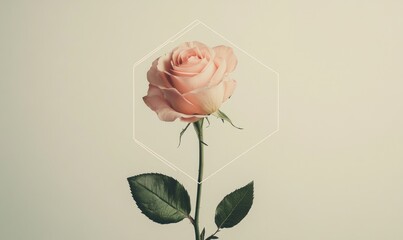 A rose is in the center of a hexagon