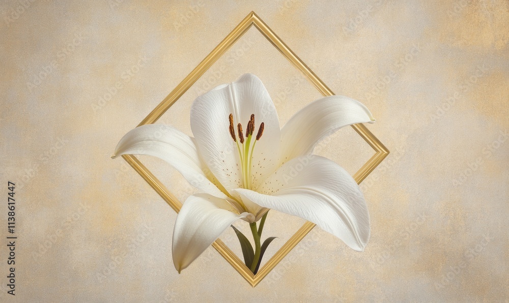 Canvas Prints A white flower with a yellow stem