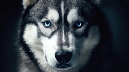 Fototapeta premium Intense Siberian Husky photo with professional studio lighting