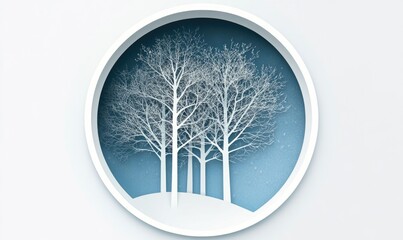 Obraz premium A blue and white circle with trees in it