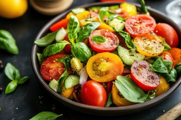 Fresh Vegetable Salad with Colorful Ingredients