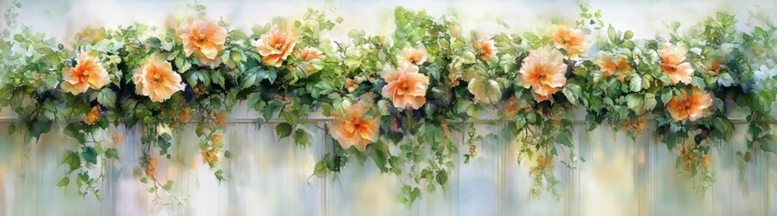 The artwork showcases a bouquet of white flowers placed on a background that combines blue and orange tones.