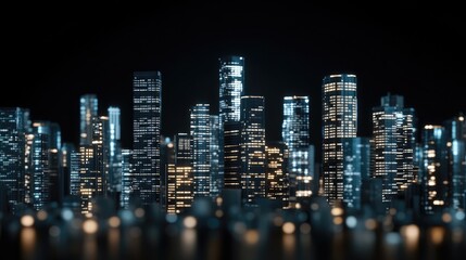 Night view of New York cityscape featuring digital wireless network connection concept highlighted by vibrant city lights and skyline