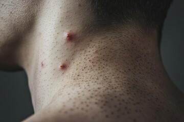 Naklejka premium Close-Up of Skin with Acne and Pore Details