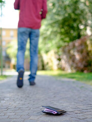 Man walking after losing his wallet