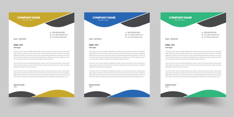 Professional corporate company business letterhead template design with color variation bundle
