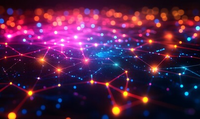 Fototapeta premium An abstract network grid where nodes and connections