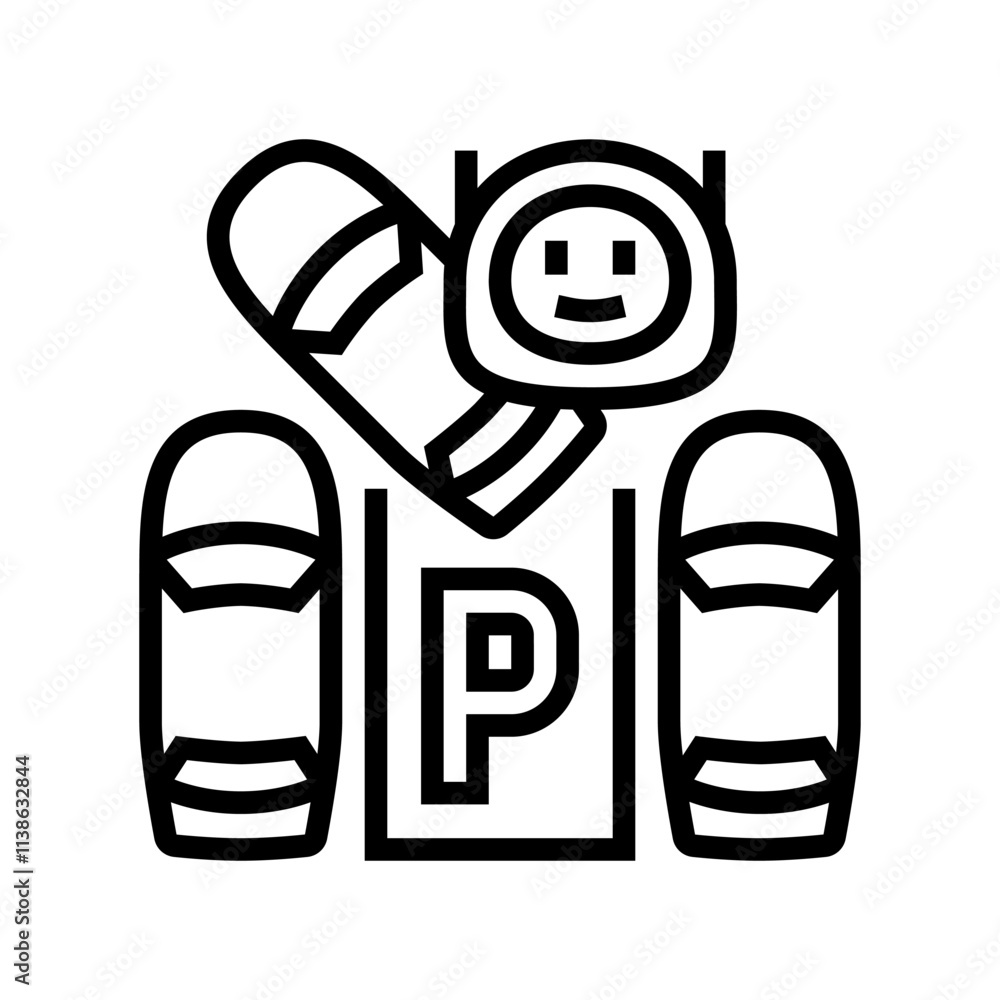 Poster automated parking autonomous vehicle line icon vector. automated parking autonomous vehicle sign. is