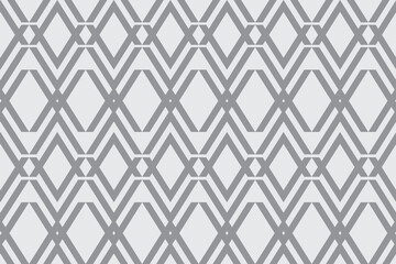 seamless pattern with shapes. Geometric Diamond Pattern in Gray and White with Interlocking Lines. Design for Carpet, wallpaper, clothing, wrapping, fabric, cover, textile.