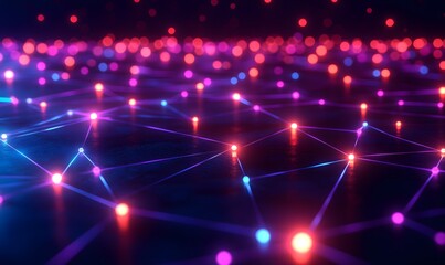 Fototapeta premium abstract grid illuminated with neon-colored lights