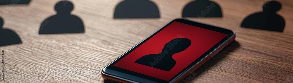 Aufkleber smartphone displaying a hidden profile with shadowed silhouettes in the background.