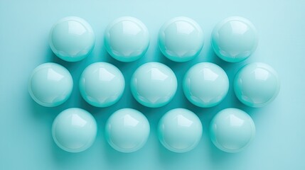 Teal spheres arranged in a pattern on a light blue background.