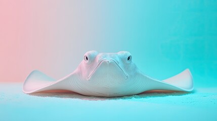 Fototapeta premium White stingray in vibrant neon light.