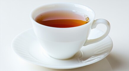 Cup of tea on a saucer on a table