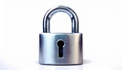 Naklejka premium Close-Up of a Modern Metallic Padlock with Keyhole. Concept of Security, Protection, Safety, Privacy, and Access Control Solutions for Homes, Offices, and Industrial Applications