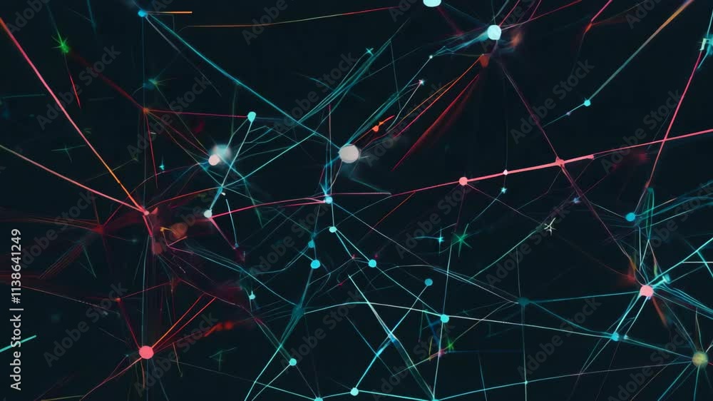 Poster complex networks form and grow, connecting nodes and lines against a dark background. the visual rep