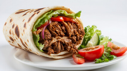 Perfectly Packed Shawarma Rolls Juicy Beef Filling with Fresh and Crispy Sides