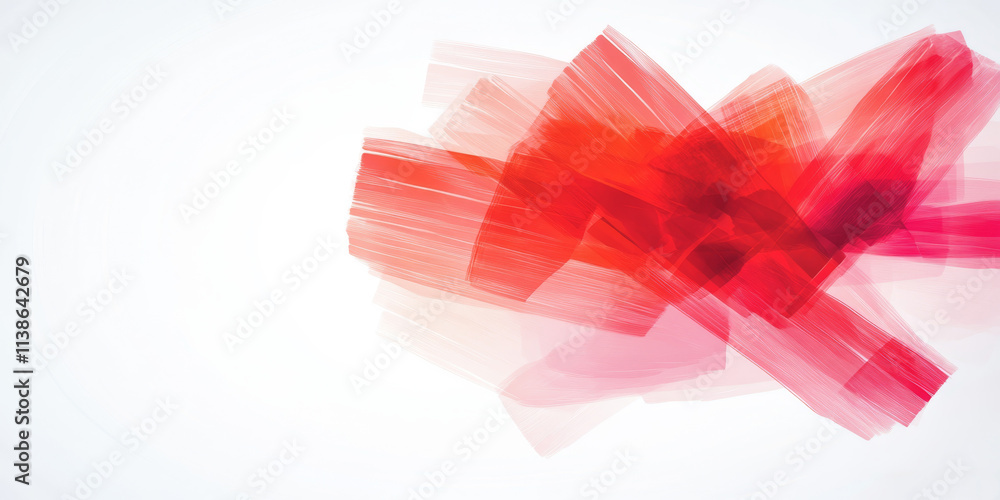Aufkleber colorful abstract art showcasing bold red strokes with a soft background in a modern artistic settin