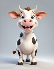 Obraz premium Cheerful Cartoon Cow Character Illustration