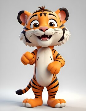 Playful Cartoon Tiger Character Illustration
