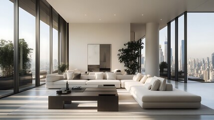 Beautiful Modern Living room Interior with furniture's ,mockup frame , posters, wall -3d Rendering