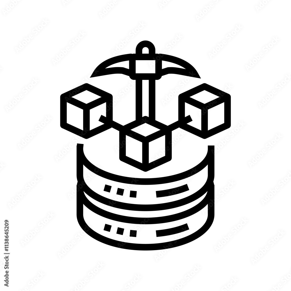 Poster mining big data line icon vector. mining big data sign. isolated contour symbol black illustration
