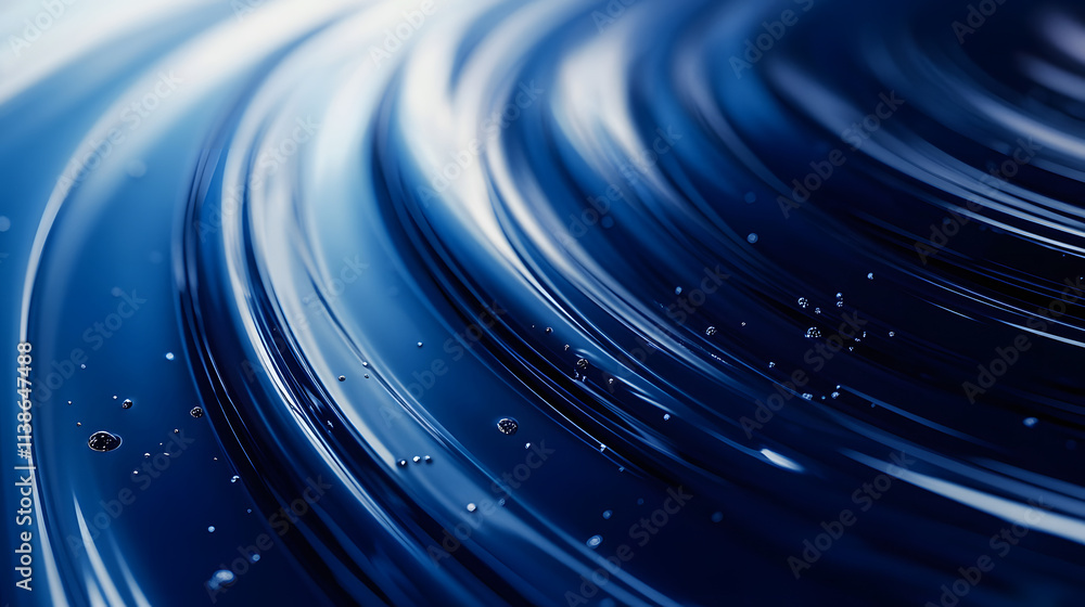 Poster abstract close-up of smooth blue rippling water waves with tiny droplets, creating a mesmerizing and