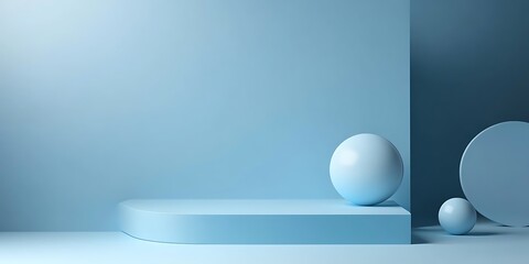 Abstract Blue Geometric Shapes Minimalist Display