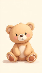 Fototapeta premium Adorable Brown Teddy Bear with Expressive Eyes Sitting Against White Background for Children's Design