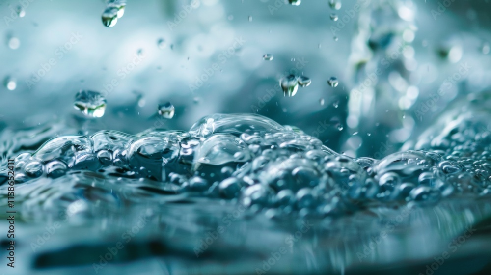 Poster close-up of turbulent water splashes with dynamic motion