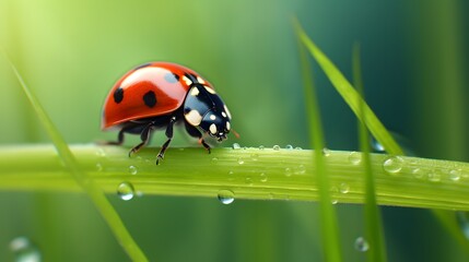 Fototapeta premium Ladybug On A Blade Of Grass