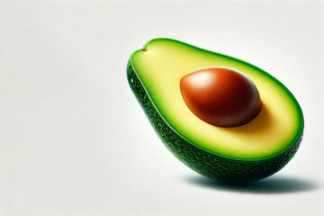 Half an avocado on a light background. Space for text.