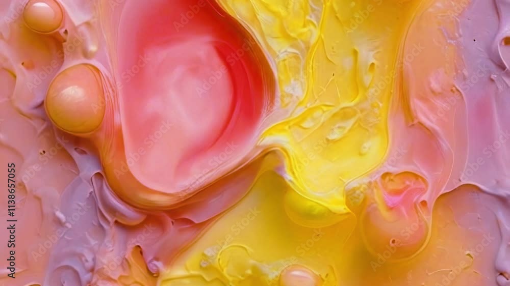 Leinwandbilder Yellow-orange digital animation showing melting layers that gradually overlap, adding volume