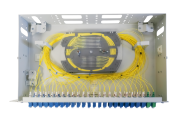 patch panel with optical fibers for high-speed data transmission