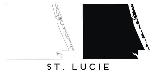 St. Lucie map outline and black silhouette vector