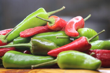 Green and Red Peppers Close Up