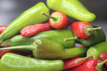 Green and Red Peppers Close Up