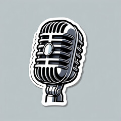 microphone sticker icon illustration for audio and media