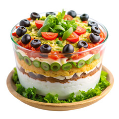 homemade mexican seven layer dip on transparent background