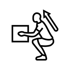 safe lifting technique injury prevention line icon vector. safe lifting technique injury prevention sign. isolated contour symbol black illustration