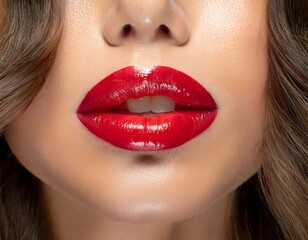 Fototapeta premium Close-up of Woman with Red Lipstick