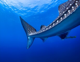 Naklejka premium Whale Shark Caudal Fin and Posterior in Ocean Environment