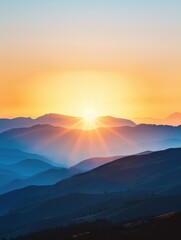 Obraz premium Sunrise over majestic mountains nature landscape new beginnings tranquil view
