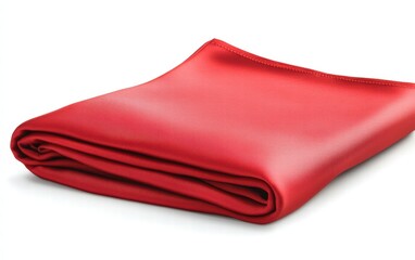 Red silk fabric isolated on white background