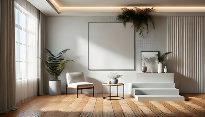 Serene Minimalist Living with Touches of Greenery