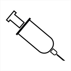 Simple black line art syringe Icon vector illustration